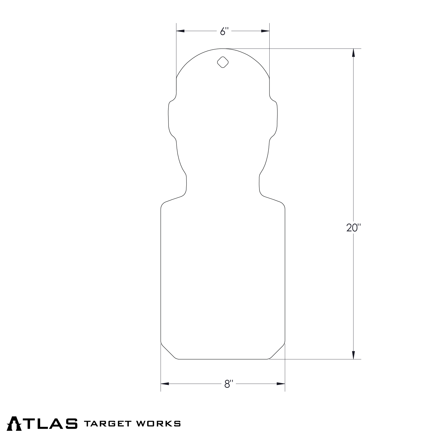 human  thorasic/head steel target dimensions - 8"x20"