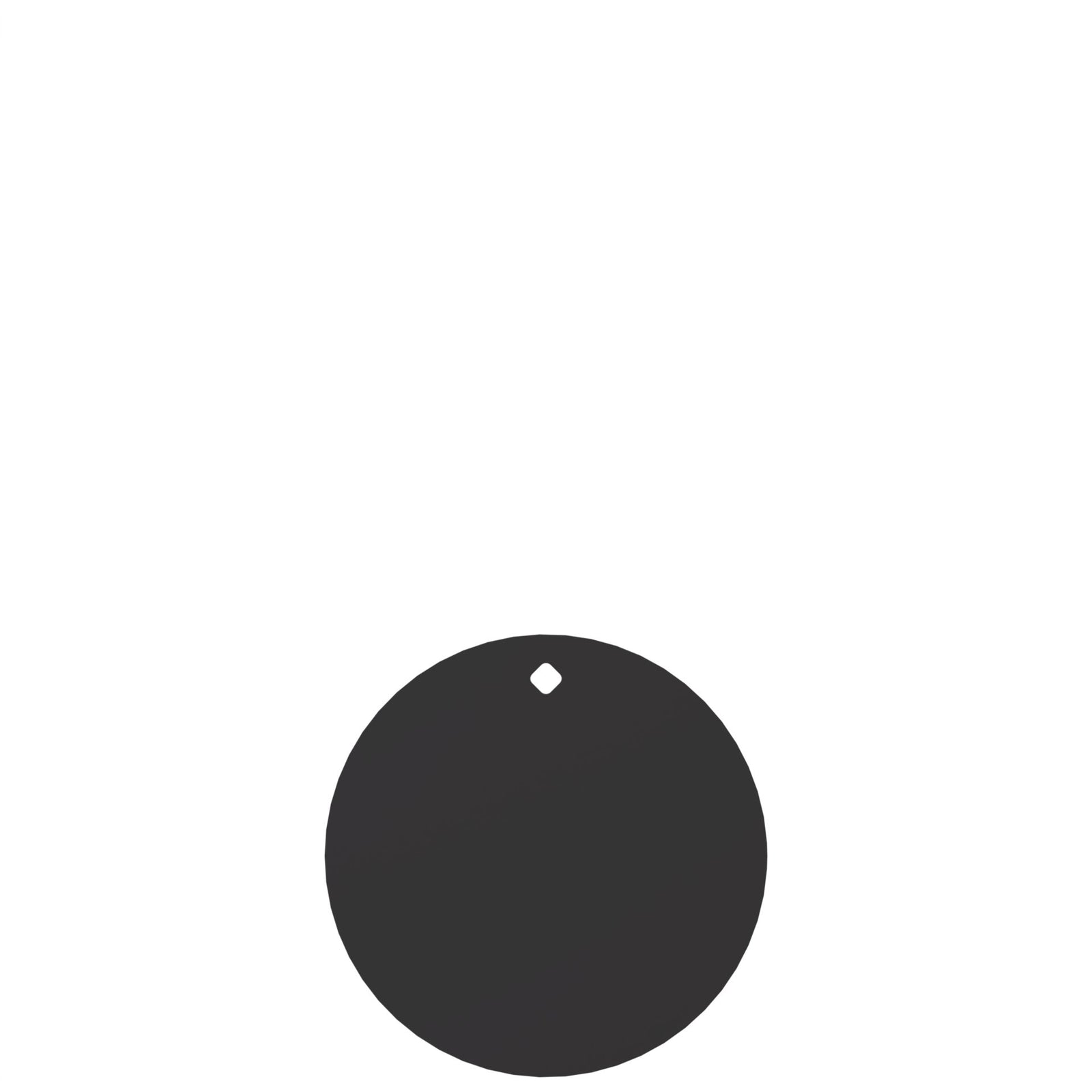 10-inch round steel gong target with a single mounting hole, front view