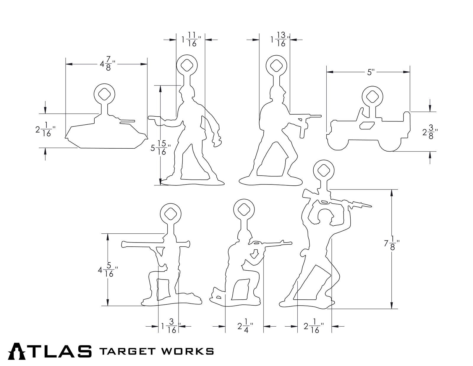 Green army men target dimensions
