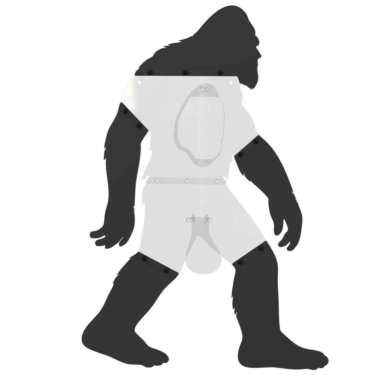 6ft tall bigfoot hybrid upgrade kit showing parts that are included (head, arms and legs)