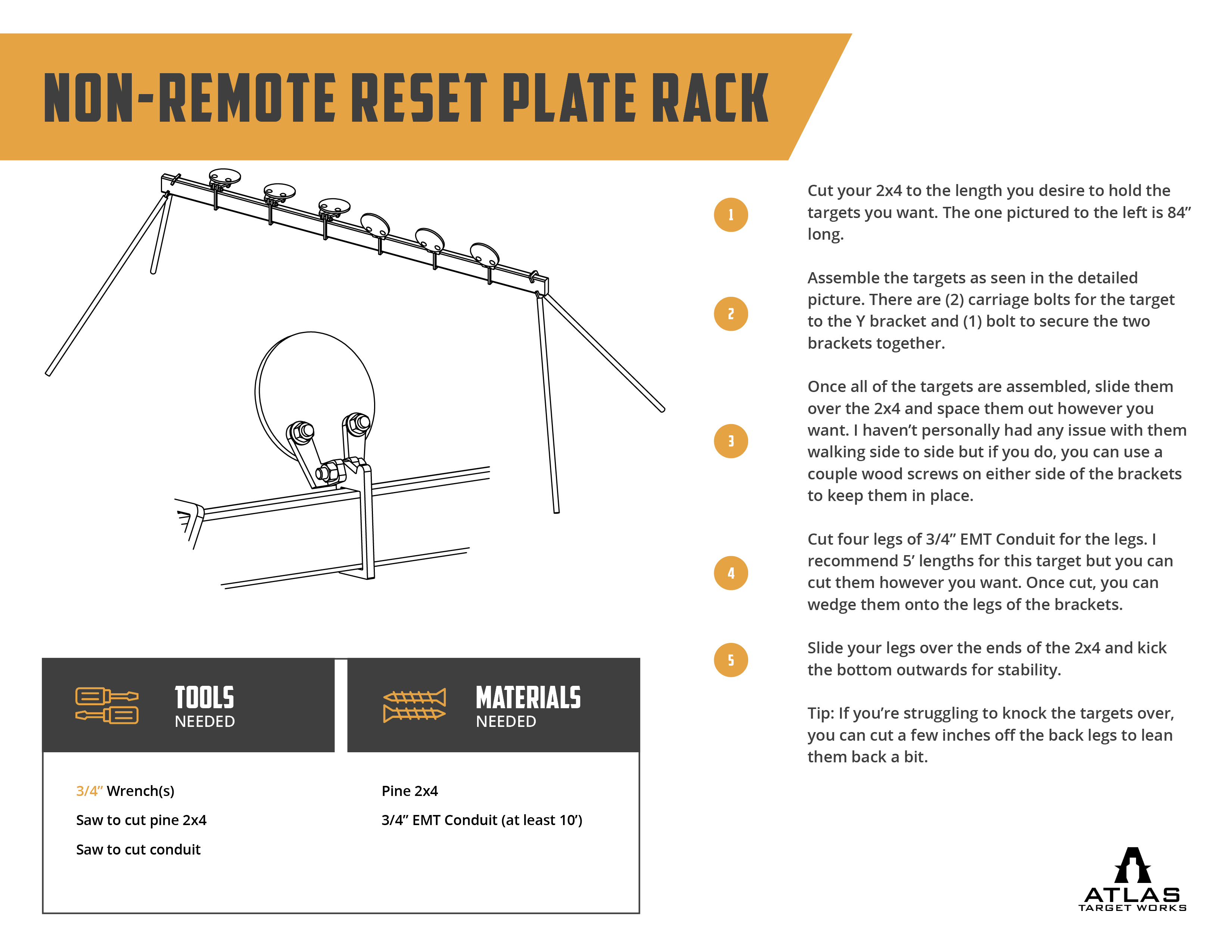 Atlas Rack Helper Plate Rack - Manual Reset - Atlas Target Works