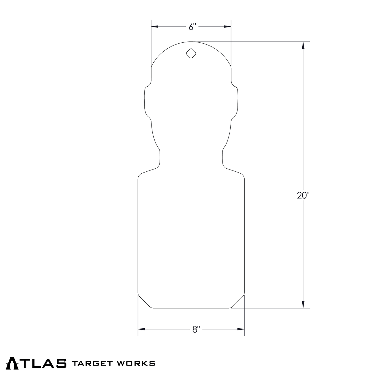human  thorasic/head steel target dimensions - 8"x20"