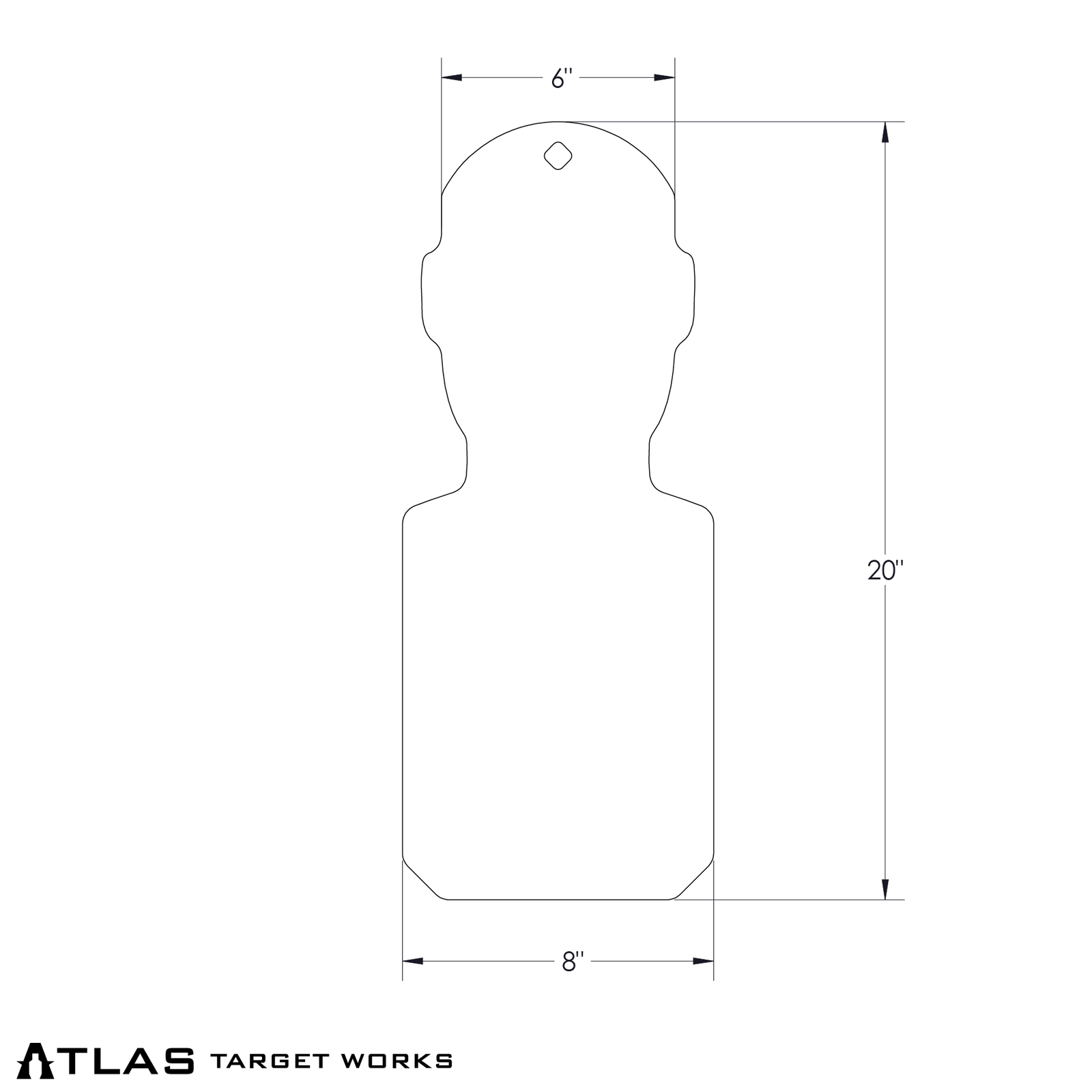 human  thorasic/head steel target dimensions - 8"x20"