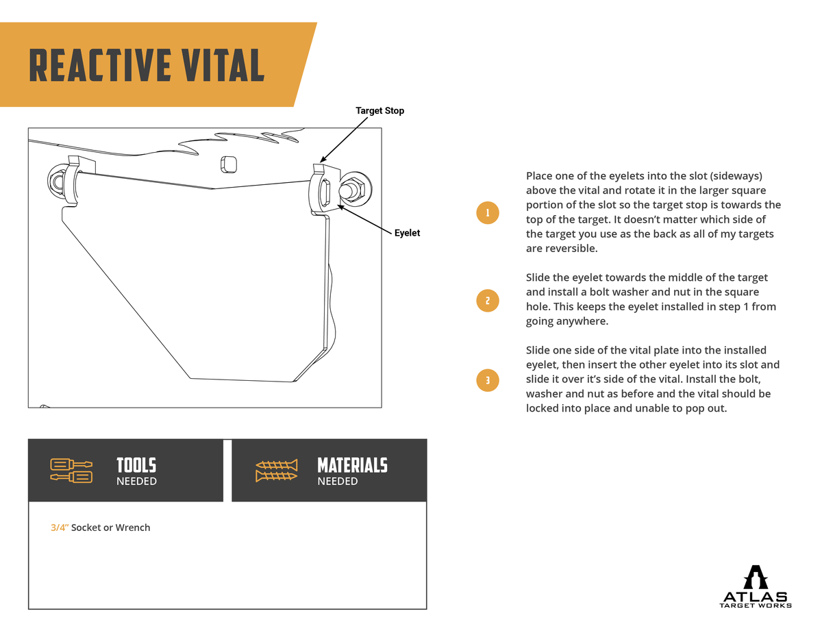 AR500 Coyote Target W/ Reactive Vital - Atlas Target Works