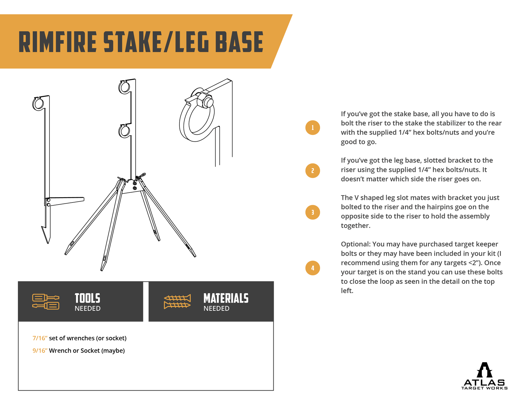 Rimfire Stake Base - Single or Double Hook - Atlas Target Works