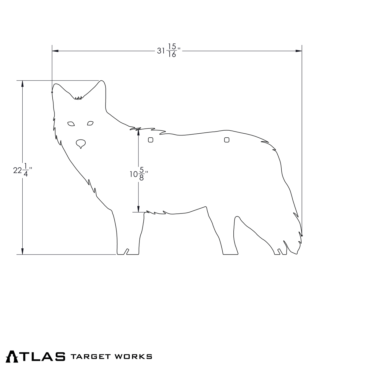 full size coyote silhouette target showing dimenions- 22.25" tall and 31.9375 wide