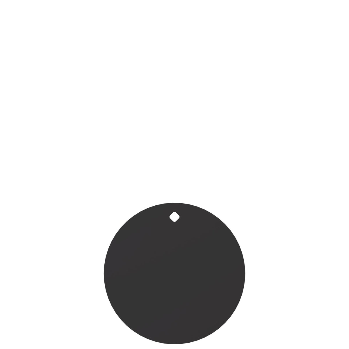 10-inch round steel gong target with a single mounting hole, front view