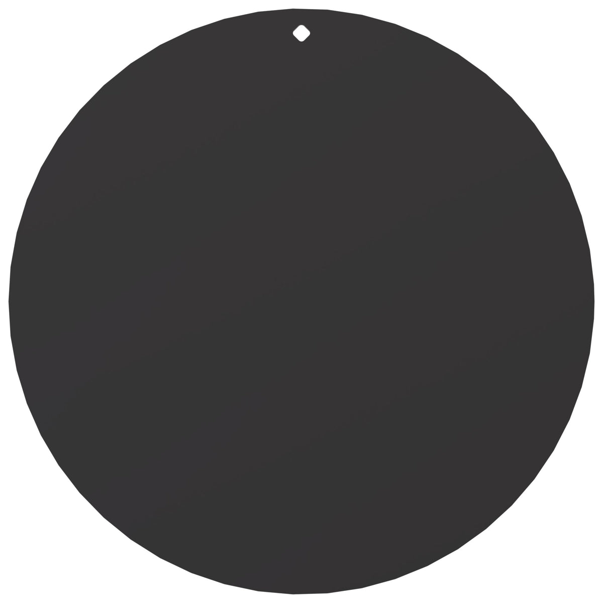 24-inch round steel gong target with a single mounting hole, front view