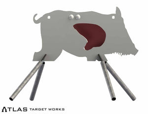 AR500 Feral Hog Target with 5" Reactive Vital Flapper with mobile base legs