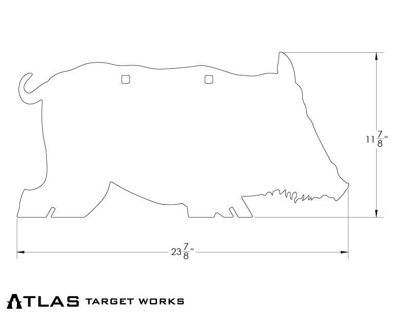 AR500 Steel Feral Hog Target Plate dimensions approximately 24"x12"