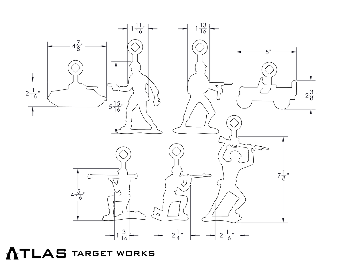 Green army men target dimensions