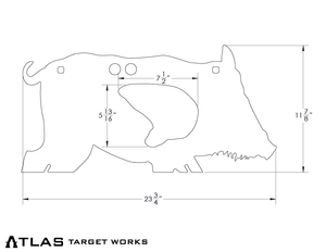 AR500 Feral Hog Target with 5" Reactive Vital Flapper dimensions