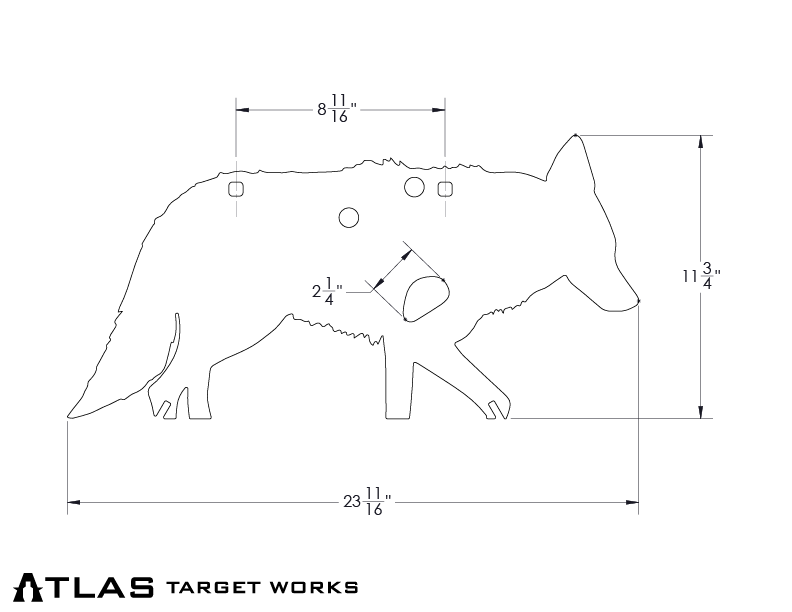 Rimfire Coyote target with heart flapper dimensions