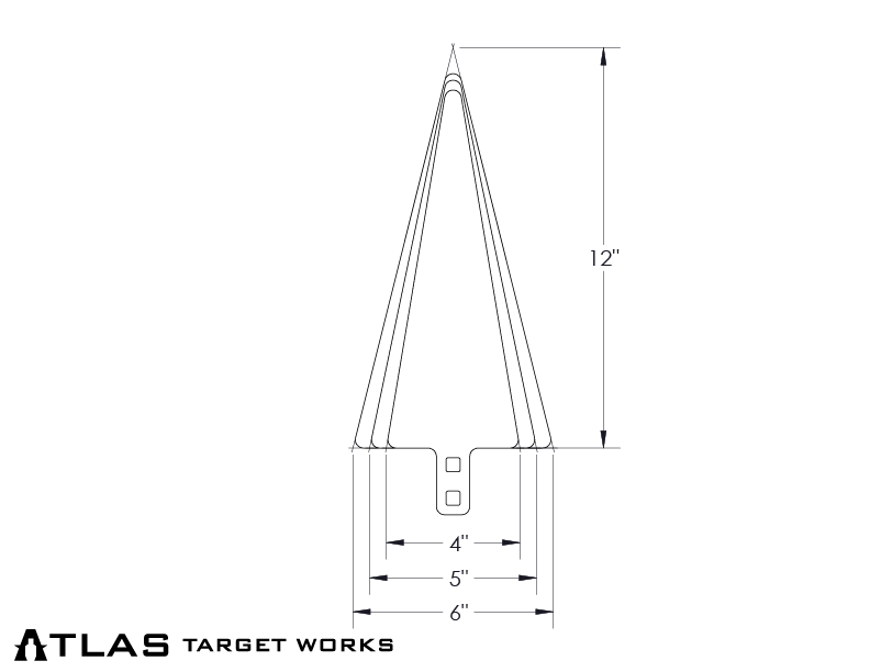 Rimfire Spinner Targets skinny triangles 12 inches long - 4, 5, and 6 inches wide
