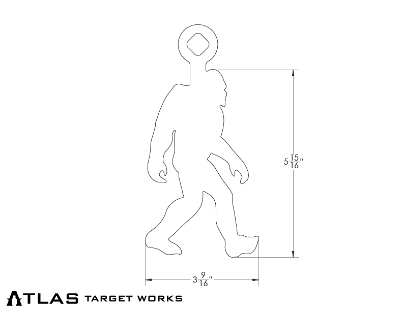 AR500 Sasquatch Gong dimensions 3.5625" wide x 5.9375" tall