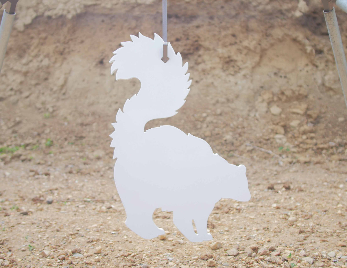 AR500 Steel Skunk Target on pipe gong hanger kit