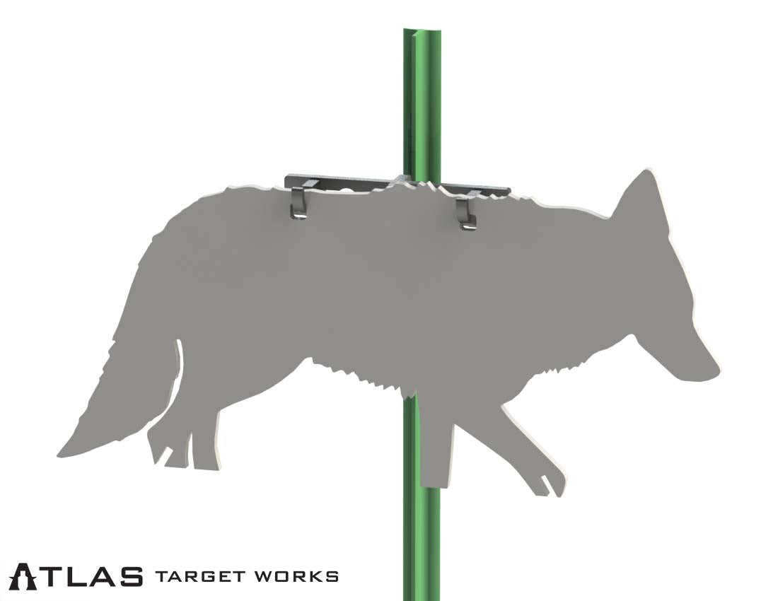 ar500 coyote silhouette target with double hook t-post mount