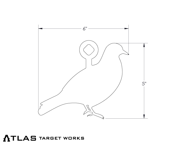 ar500 steel pigeon target dimensions 6" wide, 5" tall