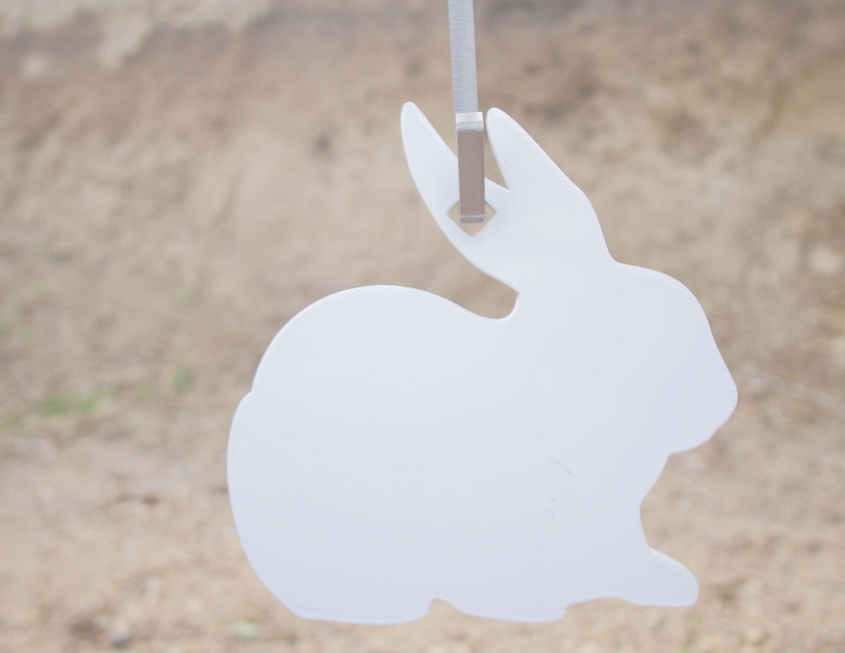 AR500 steel rabbit target on pipe hanging hook