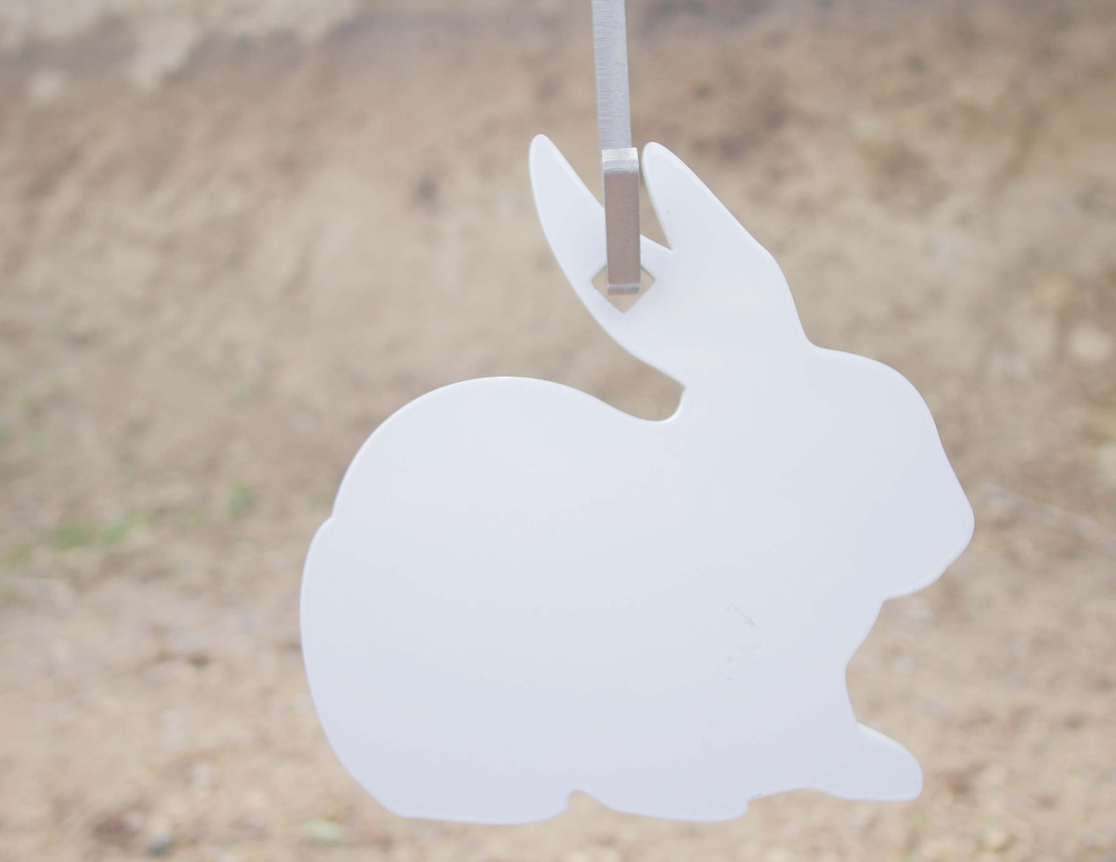 AR500 steel rabbit target on pipe hanging hook